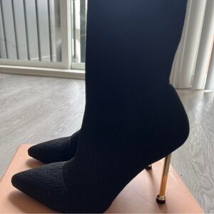 Simms Black Heeled Boots with Gold Heel